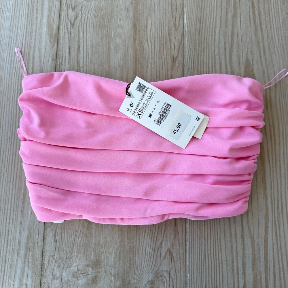 Zara Pink Ruched Tube Top